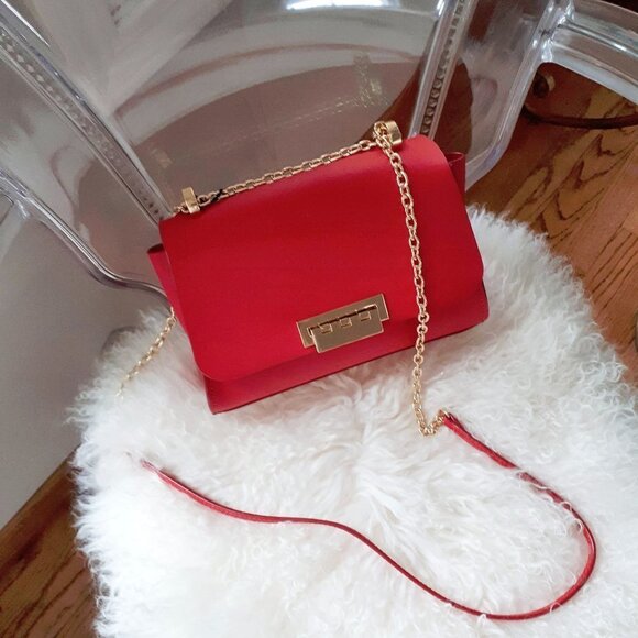 NWT ZAC Zac Posen Eartha mini chain strap red leather shoulder handbag - Picture 3 of 8